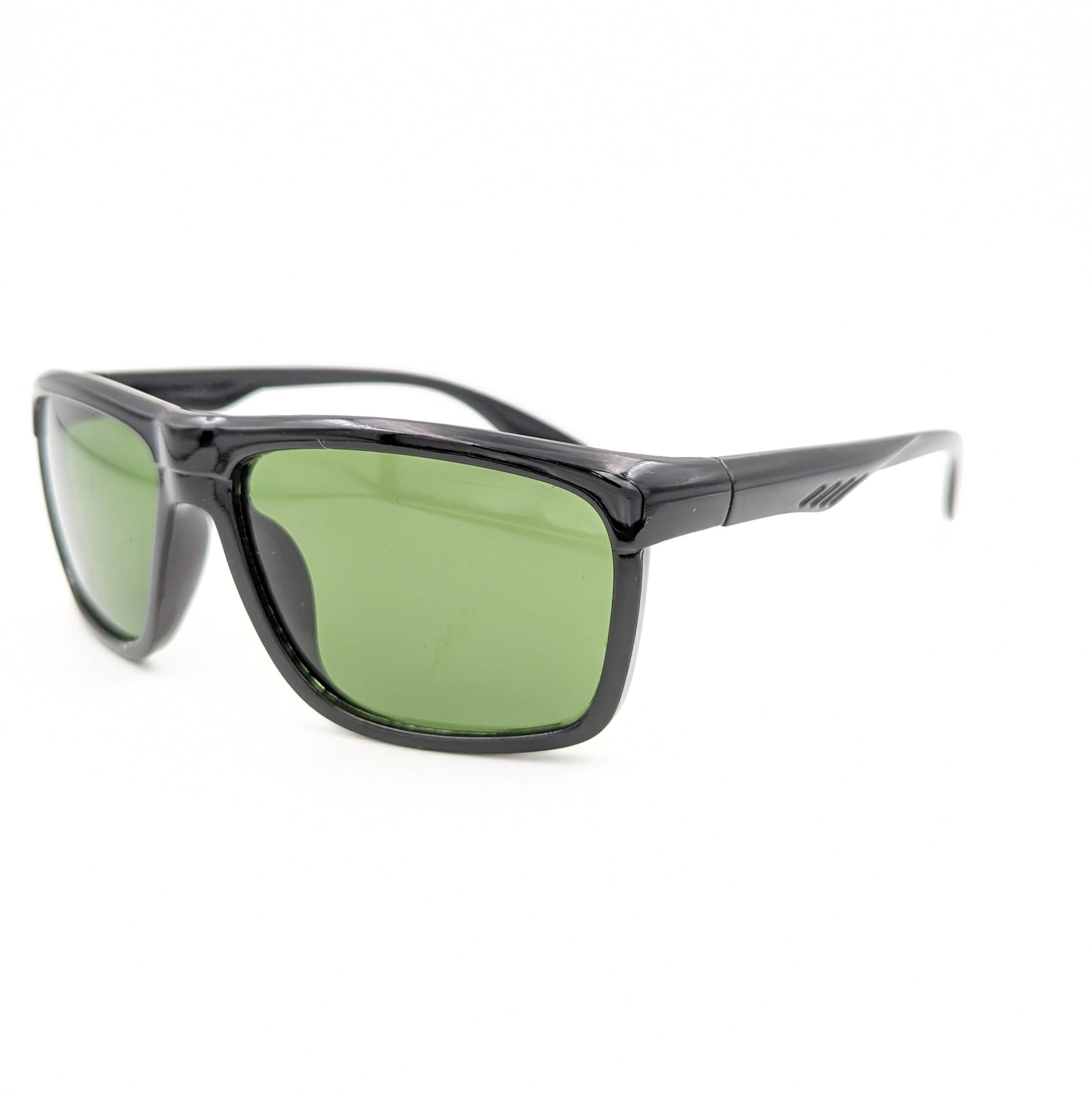 Black Rectangle Sunglasses - Dark Green Lens
